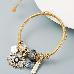 New Fashion Evil Eye Gold Charm Adjustable Bracelet